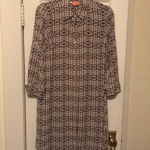 CAbi Black and Tan button up shirt dress